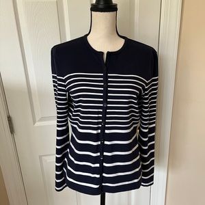 🔥Vintage 80’s Esprit Navy Blue & White Striped Cardigan Large